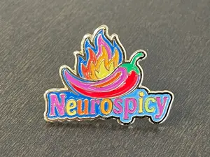 Neurospicy Neurodivergent Lapel Pin ADHD Autism Mental Health Rainbow Chili Pepper Design