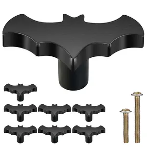 Bat Cabinet Knobs 8 Pack - Gothic Decor Knobs for Kitchen Cabinet, Drawer Pull, Dresser and Cupboard Handle - Wood- 2.6 x 1.3 Inches - Black