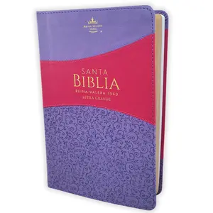 Biblia Letra Grande 12 puntos para Mujer RV1960 imit duotono lila floral y fucsia