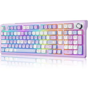 F98 Creamy Keyboard with Number pad, Hot Swappable  Mechanical Keyboard with Knob, RGB Backlit Thocky  Keyboard BT 5.0/2.4G/USB-C for , Laptop, PC Gaming Keyboard