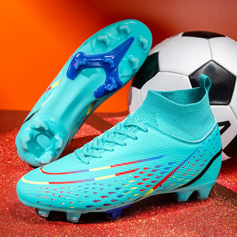 High Top Football Cleats, Fly Knit Sock Sleeve Indoor and Outdoor Cleats 