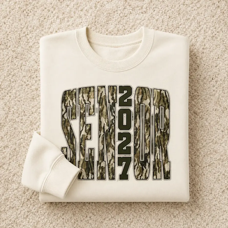 Senior 2027 Sweatshirt - Hoodie - Tshirt, Camo Senior Class of 2027 Crewneck, Graduation Senior Year Shirt, High School Senior Gift Apparel, High School Tee