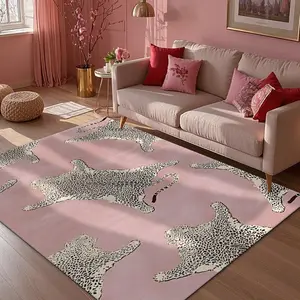 Leopard Print Soft Rug, Non-slip Floor Mat, Decorative Carpet for Home Living Room Bedroom, Home Decor