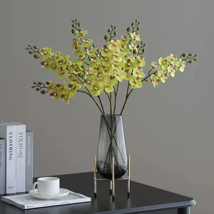 3-Pack 25.2inch Realistic Long Stem 2-Branch Artificial Orchid Flowers - Lifelike Plastic Fake Flowers for Home & Wedding Decor