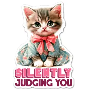 Silently Judging You Sticker, Funny Cat Lover Sarcastic Gifts, Designed by Loftipop, Printed in the USA