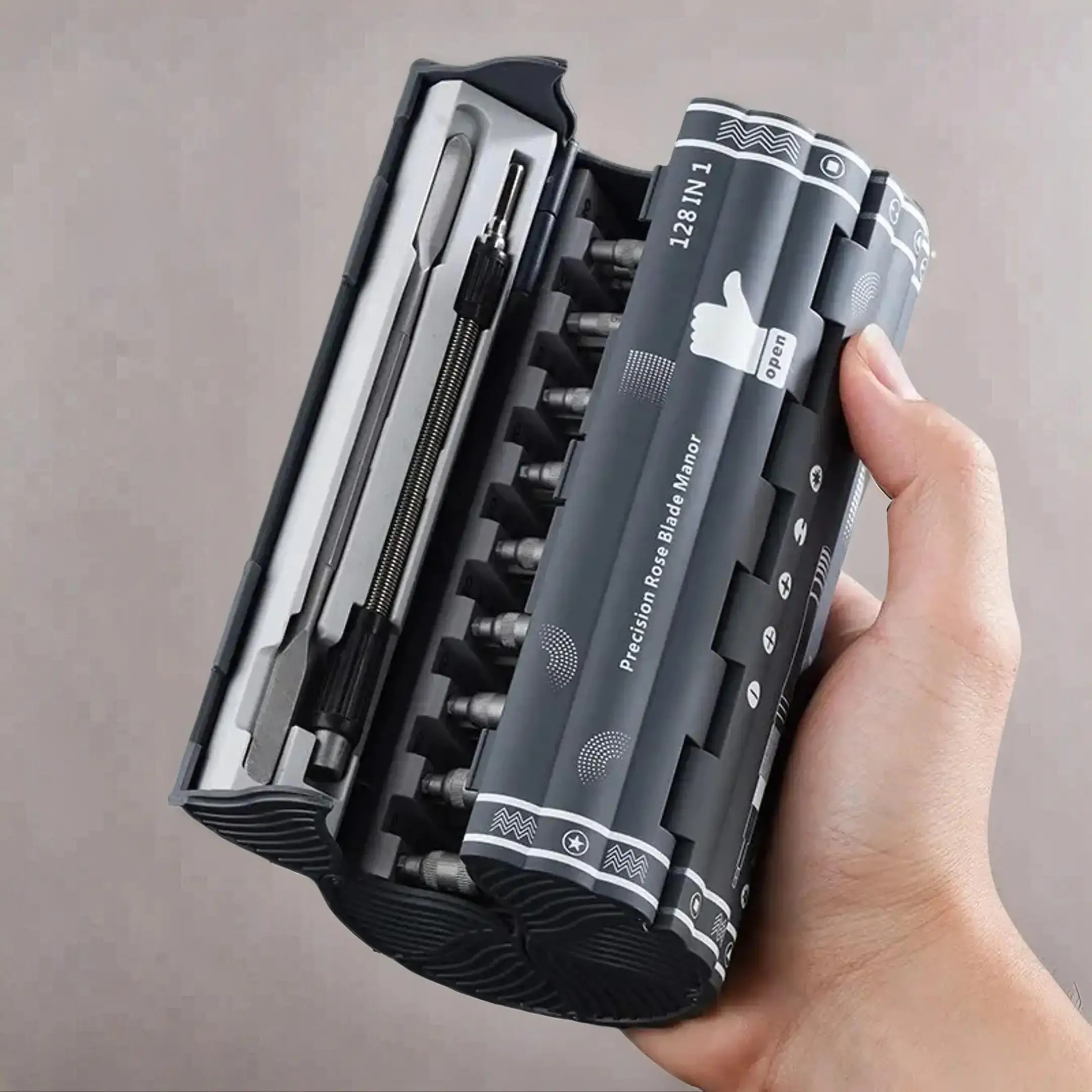 Precision Screwdriver Tools Set, 1 Set 128 In 1 Magnetic Screwdriver Bits Set, Ergonomic Design Precision Screwdriver Hardware Kit for Repair, Men Gif