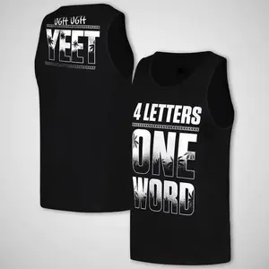 Vintage tee Jey Uso Four Letters One Word YEET Tank Top, Jey Uso WWE Tank Top, Jey Uso Clothes, WWE Fans Tanktop, Men's 100% Cotton Tank Top Casual Menswear Breathable Sleeveless Classic Workout Tops, Clothing Gift for Him or Her, Unisex Gift