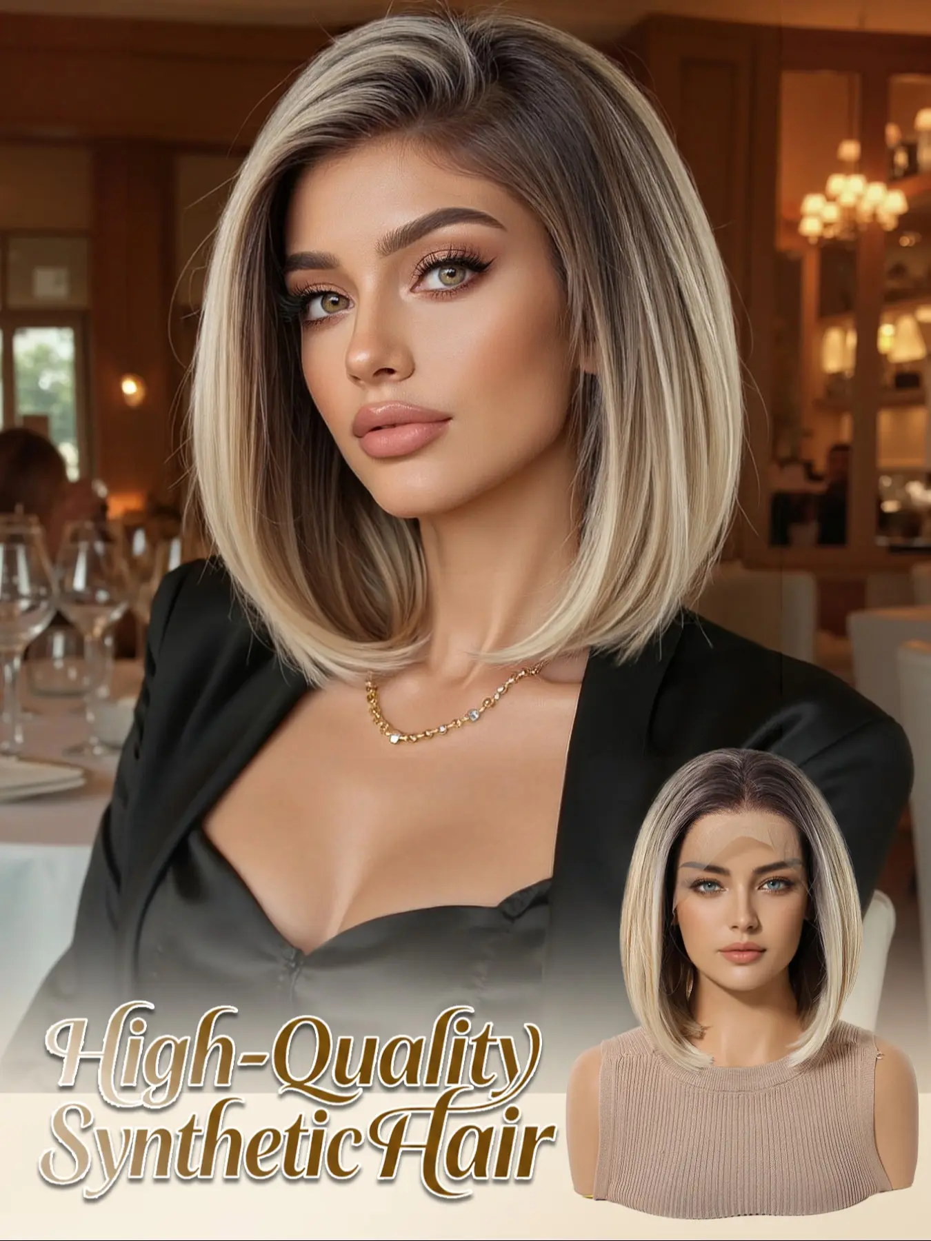 13x4 HD Synthetic Lace Wig 10 Inch Bob Hair Soft and Realistic High-Temperature Fiber Styling, Breathable Mesh Cap for Daily Wear Straight Bob Wig, Bob Style Wig, Synthetic Material Wigs, Heat Resistant Wigs