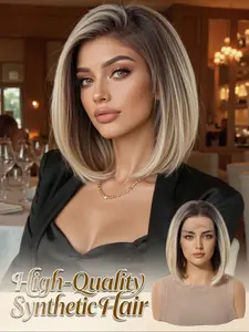13x4 HD Synthetic Lace Wig 10 Inch Bob Hair Soft and Realistic High-Temperature Fiber Styling, Breathable Mesh Cap for Daily Wear