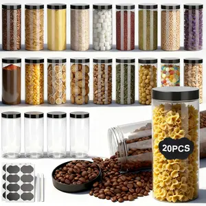 Plastic Jars with , 20 count 32 OZ Large Capacity Clear Storage Containers with Leakproof   Empty Storage Container for Dry   Candy Cookie Household and Kitchen Organizing