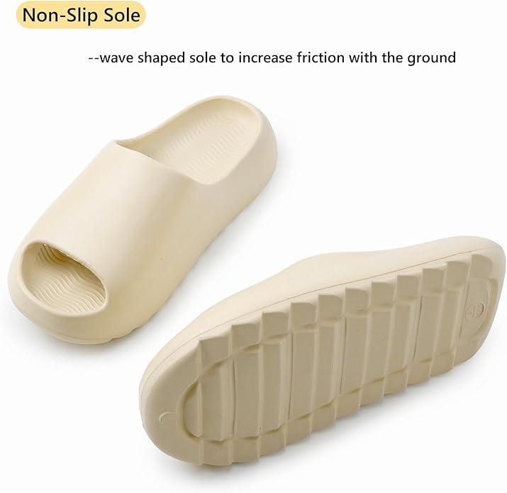 Lumubby Pillow Slippers for Women & Men Non-Slip Quick-Drying EVA Material Ultra Cushion 1.7-inch Thick Sole Breathable Anti-Slip Textured Style Shower Slides