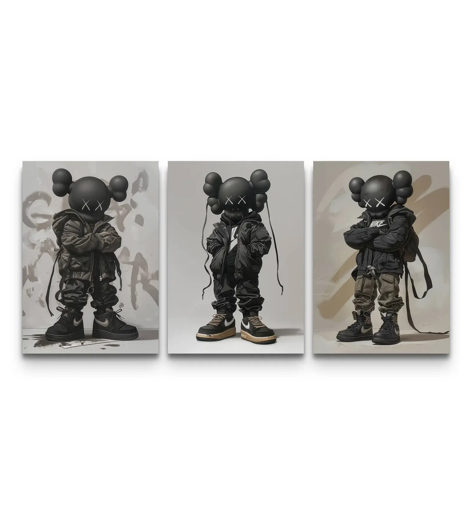 KAWS Nike Street Wall Art Set of 3 – Hypebeast Poster Print Unframed