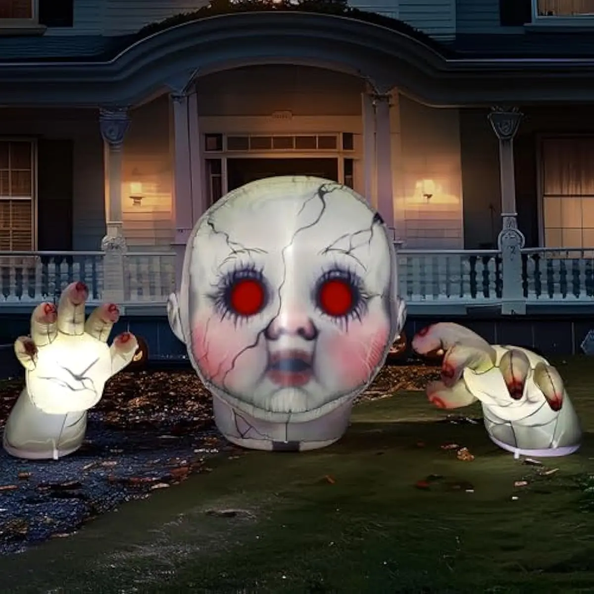 10.3FT Long Halloween Zombie Baby Inflatable Decoration Large Scary Doll Inflatable Outdoor Decoration with Red Eyes Halloween Blow Ups for Yard Garden Outdoor Garden Lawn Outside Party Decor