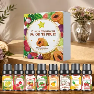 Fruit Oil, 8 Counts/box Fruit Scented Essential Oil, Home Fragrance Oil, Home Care Supplies for Living Room, Bedroom, Bathroom, Office, Perfume, Aromatherapy Scented Oils