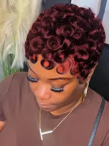 Human Hair Short Pixie Wigs for Women, Short Curly Style, Natural Wavy Pixie Cut for Effortless Elegance, Glueless Bob Wig