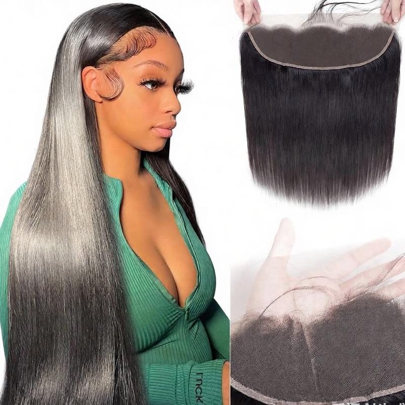 RIVERWOOD Hair 13x4 Lace Frontal & 13x6 & 4x4 Closure 100% Human Hair 150% Density Body Deep Straight Wave Natural Black for Styling & Versatile Use Extensions