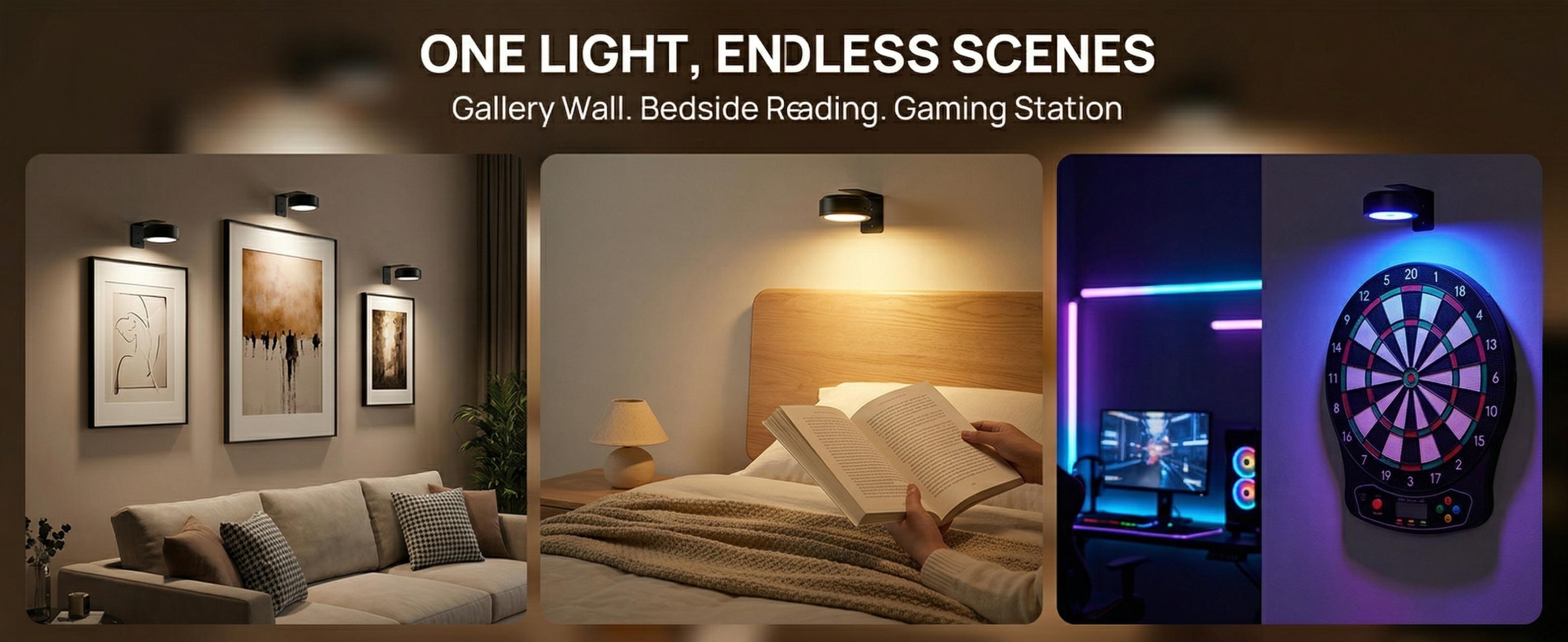 Picture Lights for Wall, 2000mAh Rechargeable Magnetic Poster Light, 3 Color Temps + 12 RGB, Remote & Timer, Art Display Lighting for Frame/Painting, Wall Decor (3 Pack) shower lamp LED