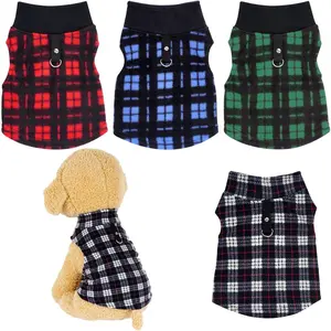 4 count Buffalo Plaid  Sweaters with Leash Ring Soft Fleece Vest  Pullover Warm Jacket Pet  Clothes Winter Dogs Outfits for Small Puppy  Pets (XX-Large)