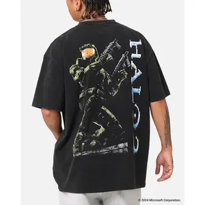 73Studio X Halo Halo 2 Vintage T-Shirt Black Acidwash
