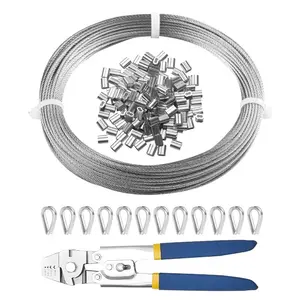 VEVOR 1/16 Wire Rope, 330 FT 304 Stainless Steel Cable with 80 Sleeves, 20 Thimbles, 450 lbs Breaking Strength, 7x7 Strands Marine Aircraft Grade for Handrail Stair Decking Fence OutdoorsVEVOR Super Brand Day