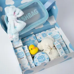Moisturizing Milk Skincare Set, 13pcs/set Including Facial Cleanser, Sun Cream, Scrub, Toner, Eye Cream, Face Moisturizer, Makeup Bag, Hair Clip, Face Mask, Headband, Gift, Skin Rejuvenating Set, Toiletries Kit, Body Care