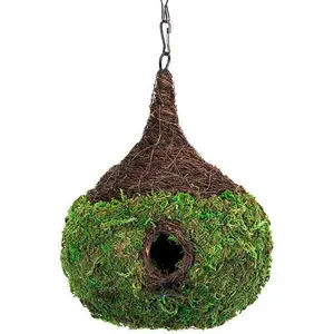 Raindrop Woven Birdhouse with Wicker, Fresh Green