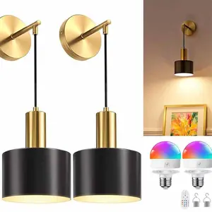 2-Piece LED Wall Light Set, Modern Design, Wireless RGB Remote Control Dimmable, Indoor Decorative Light, Ideal for Bedroom, Hallway, Living Room, Adjustable Lights