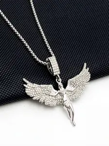Angel Goddess Wing Pendant Necklace, 3D Fallen Angel Design, Hip Hop Style Party Jewelry for Men & Women, Unisex Accessory