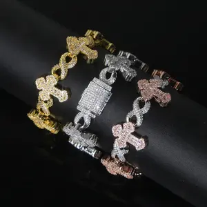 Hip-hop new cross 8-shaped zircon bracelet fashion trend men's bracelet