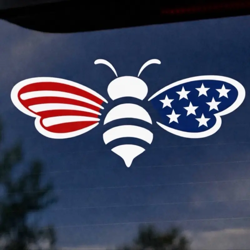 USA Bee Vinyl Car Window Decal, Waterproof