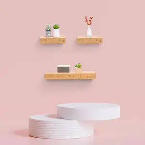 Floating shelves, 23.6" wall-mounted wooden shelves for bathroom, bedroom, living room, kitchen; hanging shelf for book storage and decor with invisible brackets, maple