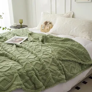 Geometric Pattern Knitted Blanket, 1pc Soft Comfortable Throw Blanket, Air-conditioned Room Blanket, Warm Nap Blanket for Home Office, Bedroom Decor, Soft Cozy Blanket