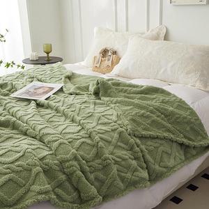 geometric pattern knitted blanket, 1pc soft comfortable throw blanket, air-conditioned room blanket, warm nap blanket for home office, soft comfy blanket, bedroom decor