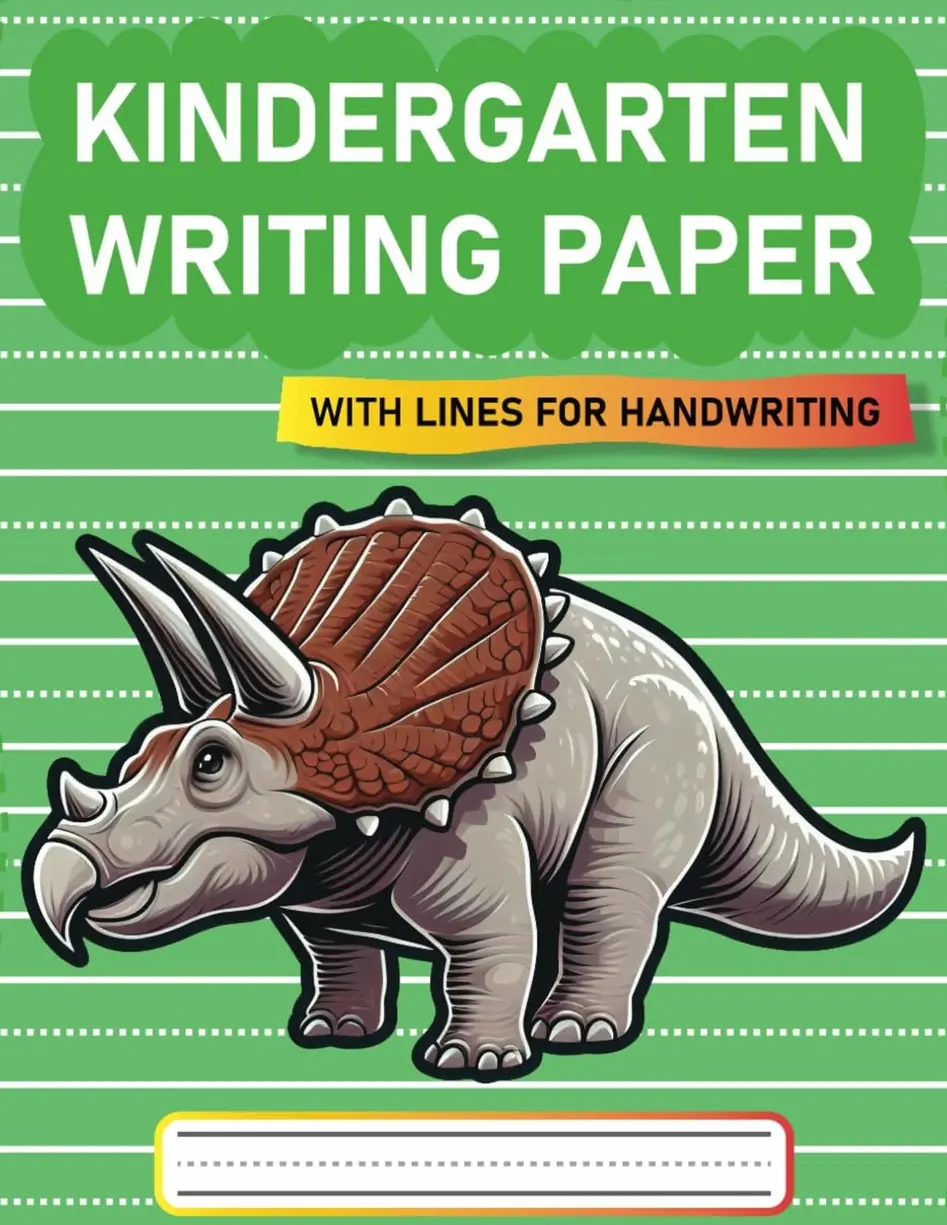 Triceratops - Handwriting Practice Notebook for Kids: 120 Pages of Lined Paper with Dotted Midline for Preschool, Pre-K, and Kindergarten