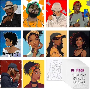 10 Pack Pre Drawn Canvas Boards for Painting for Adults, for Paint Party Favors,Beginner Favor, Paint by kit for Adults(Couple) Sip and Paint kit Date Night