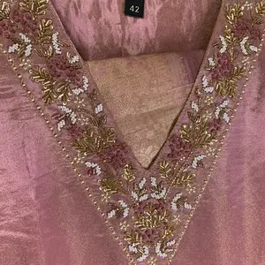 Women's Floral Embroidered Shimmer Chiffon 3-Piece Suit Set - Lightweight and Comfortable