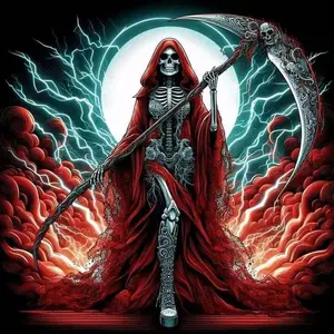 5D DIY Full Drill Round Diamond Painting - Diamond Art Kit Death Reaper Scythe Mosaic, Canvas DIY Wall Decor, Perfect for Valentine's Day, Independence Day, Birthdays, and Anniversary Gifts., Halloween