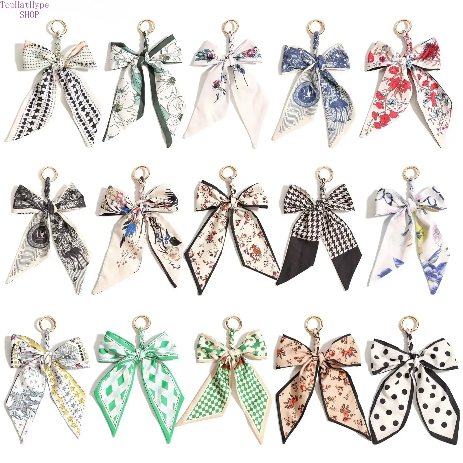 Women’s Handmade Woven Silk Scarf Bowknot Charm Keychain, Elegant Versatile Fashion Bag Accessory, Coquette Bow Keychains for Handbags & Backpacks, Bag Charms, Keychains For Women
