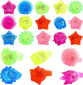 Pcs Light Up Rings Flashing Assorted Colorful LED Rubber Bumpy Jelly Rings Glow in Dark Finger Toys for Party Supplies Kids Prizes Novelty Gifts Party Bag Filler