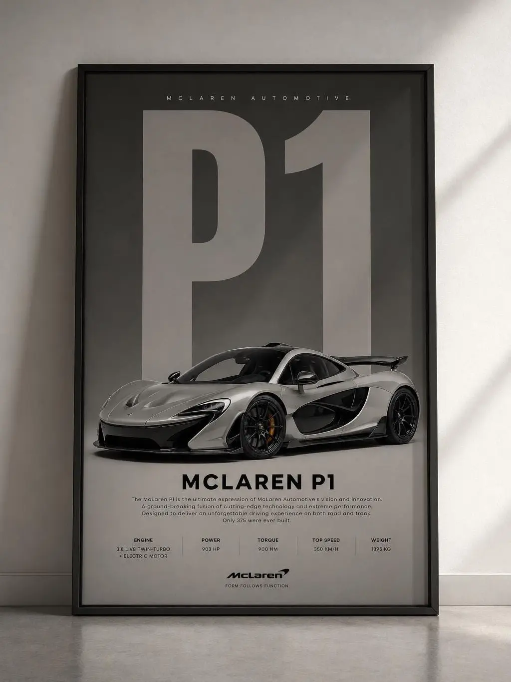 McLaren P1 Poster | McLaren Wall Art | Supercar Print | Automotive Decor, Product without frame