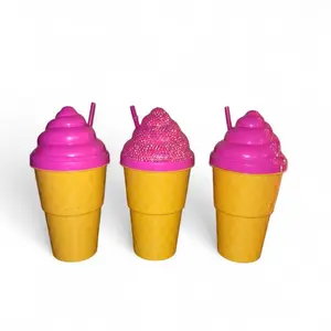 Extra Large Pink Ice Cream Cup Bundle With Straws