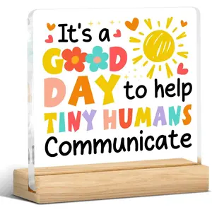 Speech Pathologist Teacher Gift, Speech Therapist Desk Sign for Communication, Home Office Decoration, Acrylic Plaque Sign It's a Good Day to Help Tiny Humans