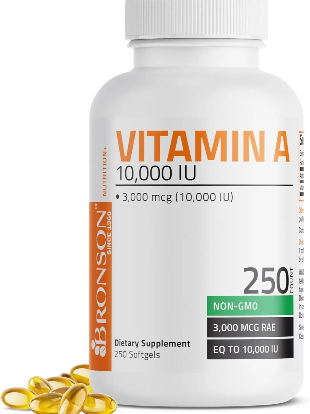 Bronson Vitamin A 10,000 IU Healthy Vision and Immune Support, 360 Softgels | Vitamin A Palmitate, Once-Daily Rapid Release, Skin, Growth & Reproduction Support, Non-GMO