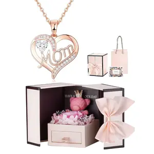 Mom Christmas Gift Heart Birthstone Pendant Necklace, Rose Box Set, Personalized Jewelry Mother's Day Xmas Present, Exquisite Jewelry Gift, Jewelry Gifts