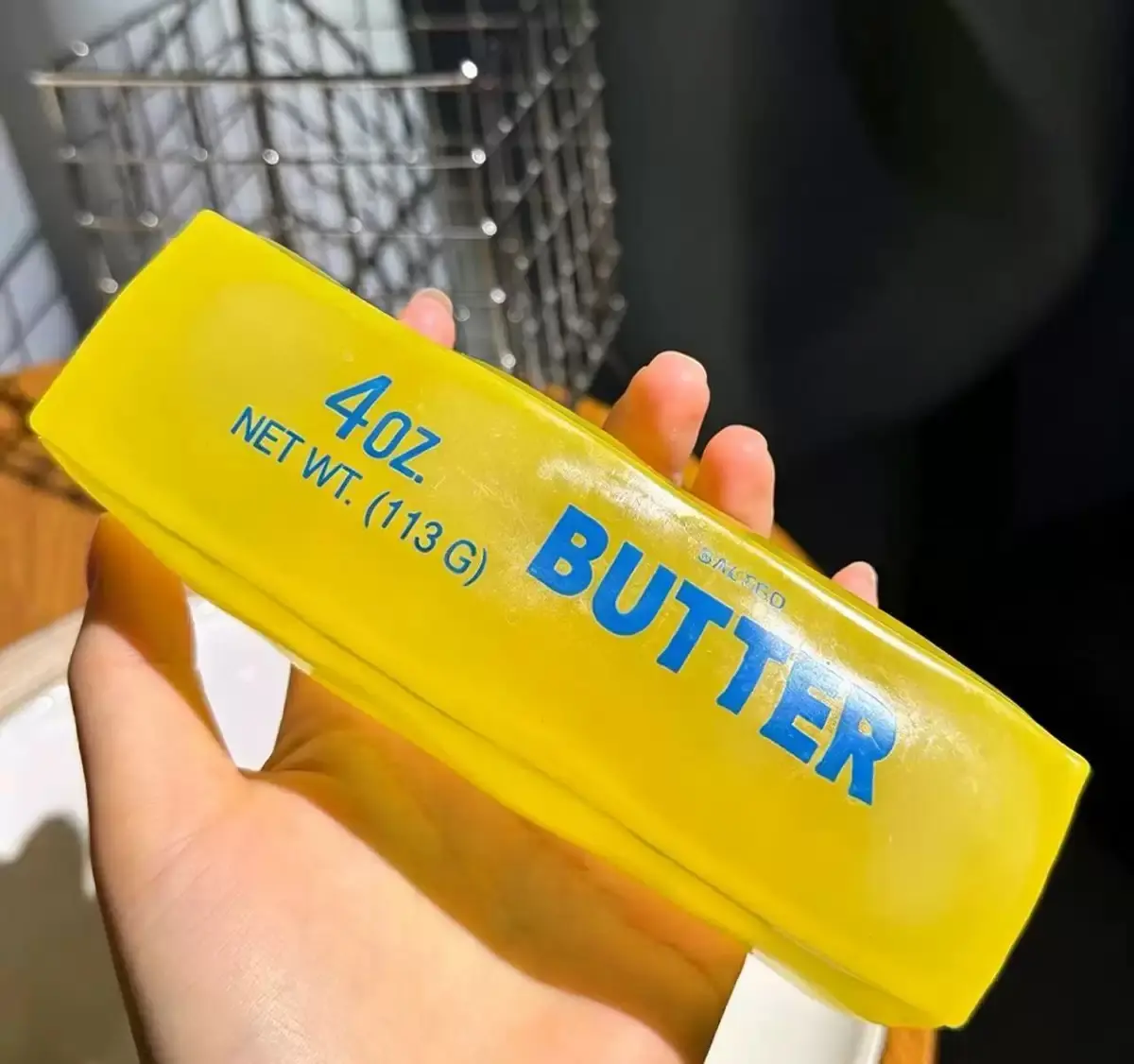 Transparent Butter Squishy Toy, 14cm Soft TPR Butter Stick with Petroleum Jelly Filling, Clear Yellow Sensory Squeeze Fidget Toy for Stress Relief, Desk Play and Fun Gifts