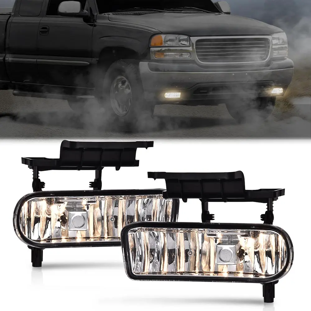ALLGOOD Pair Set SAE/DOT Cert Fog Lights Bumper Driving Lamps (Left-Right) for 1999-2002 Chevy Silverado, GMC Sierra 1500-3500 Trucks, Direct Bolt-On Easy Install, Waterproof High-Brightness Car Lighting Vehicle Accessories for Enhanced Night Visibility