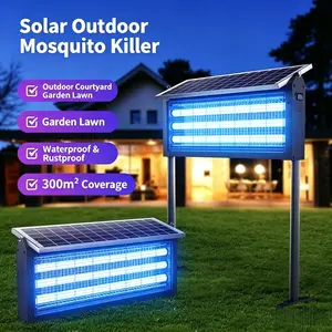 3 LED UV Tube Solar Mosquito Zapper - 360° Full Coverage, Cordless Rechargeable Waterproof Outdoor Insect Killer, Solar-Powered Car Battery Charging Unit for Camping, Garden