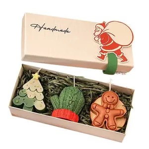 3-Piece Christmas Scented Candle Set Christmas Tree, Gingerbread Man, Snowflake, Snowman, Reindeer Shaped Scented Candles Home Decor, Party Gift, Bedroom Tabletop Ornament The Most Unique Christmas Gift baptism gift christian vintage