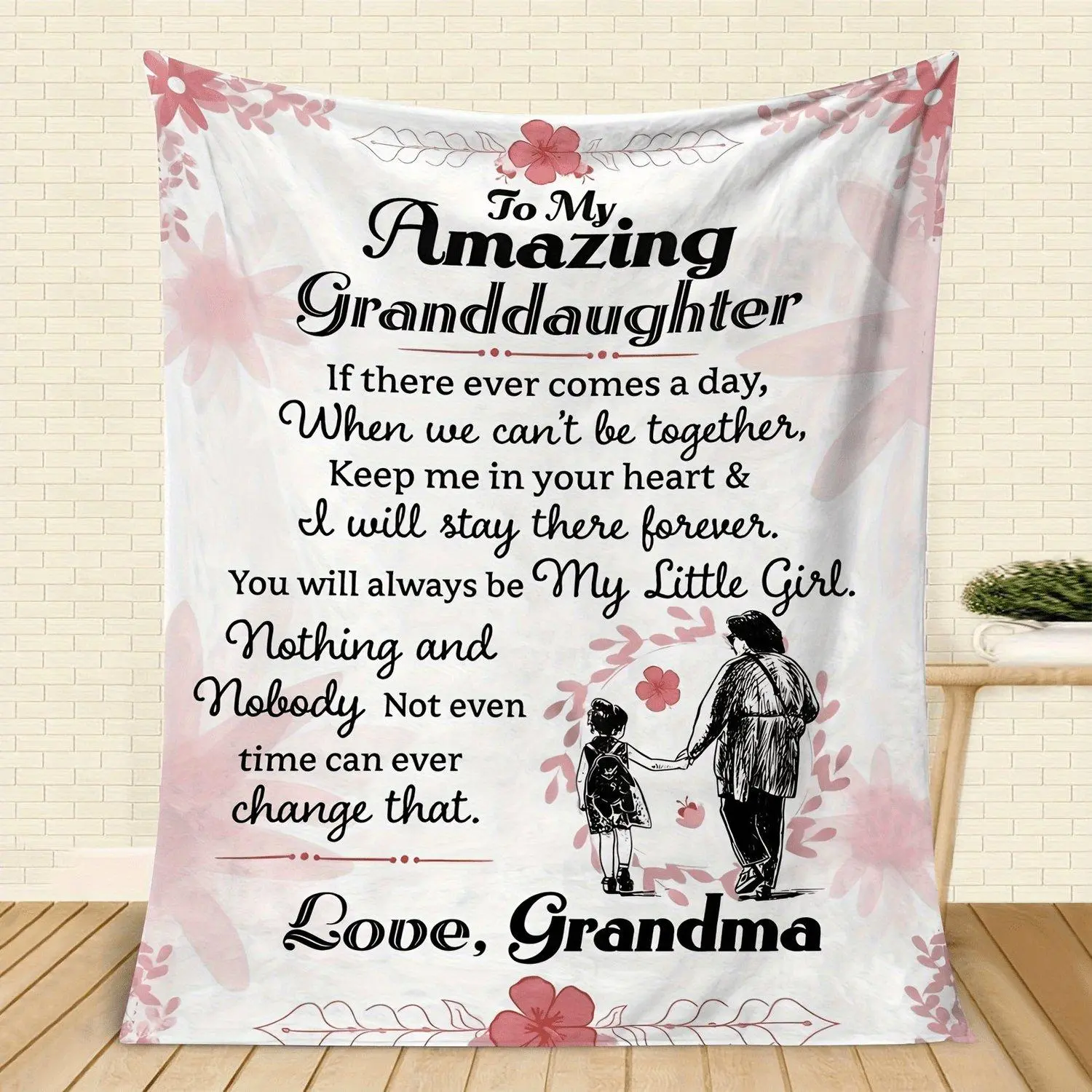 1pc Print Letter To My Granddaughter From Grandma Flannel Blanket Soft Warm Throw Nap Blanket For Couch Sofa Office Bed Camping Travel Multi purpose Gift For All Season