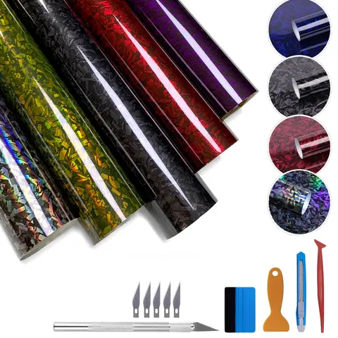 Forged Carbon Fiber Vinyl Wrap Film Roll (1ft x 5ft/12x59in) - High Gloss, Scratch-Proof, Bubble-Free Smooth, Peel & Stick Adhesive Sticker for Car DIY Decor, Deep Carbon Texture Replacement Decoration, Abrasion Resistant